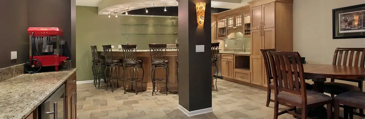 modern basement remodeling with custom finishes and open layout in a home in West Palm Beach, FL
