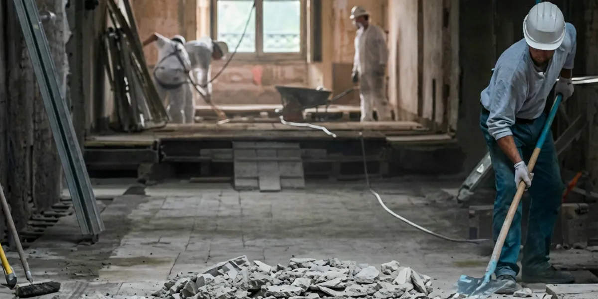 fire damage restoration professionals performing structural cleanup and restoration after a fire in West Palm Beach, FL
